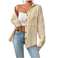 thumbnail image 1 of AherBiu Long Sleeve Shirt for Women Button Open Front Lapel Spring Fall Casual Basic Tops Blouse, 1 of 7