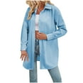 thumbnail image 1 of AherBiu Long Sleeve Shirts for Women Business Casual Button down Lapel V Neck Office Ladies Work Tops Blouse, 1 of 3