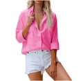 thumbnail image 1 of AherBiu Long Sleeve Shirts for Women Cotton Linen Button Lapel Open Front Lightweight Tops Blouse, 1 of 7
