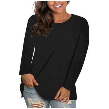 AherBiu Long Sleeve Shirts for Women Crewneck Stretchy Comfy Basic Layer Tops Pajamas Tees Tshirt