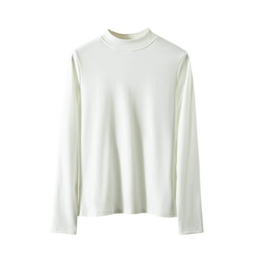 AherBiu Long Sleeve Shirts for Women High Neck Thermal Warm Basic Layer Tops Pullover Comfy Blouse