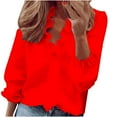 thumbnail image 1 of AherBiu Long Sleeve Shirts for Women Plus Size Ruffle V Neck Lantern Sleeve Pullover Tunic Tops Blouse, 1 of 5