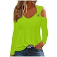 thumbnail image 1 of AherBiu Long Sleeve Shirts for Women off Shoulder Scoop Neck Pullover Fall Spring Tops Blouse Solid Color, 1 of 5