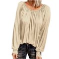 thumbnail image 1 of AherBiu Long Sleeve Tops for Women Casual Loose Square Neck Ruched Tunic Blouse Comfy Top Tees T Shirts, 1 of 6