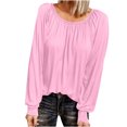 thumbnail image 1 of AherBiu Long Sleeve Tops for Women Casual Loose Square Neck Ruched Tunic Blouse Comfy Top Tees T Shirts, 1 of 6