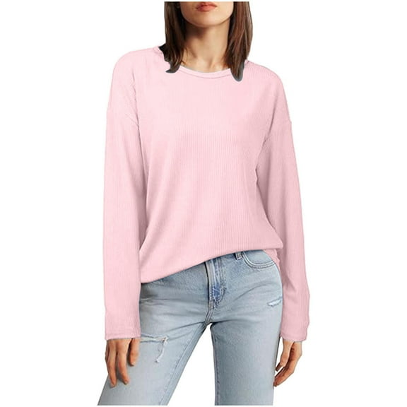 AherBiu Long Sleeve Tops for Women Casual Loose T Shirts Pullover Crewneck Basic Layer Top Tees Blouse