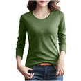 thumbnail image 1 of AherBiu Long Sleeve Tops for Women Crewneck Comfy Plain Top Tees Shirt Fall Casual Basic Layer Undershirt, 1 of 4