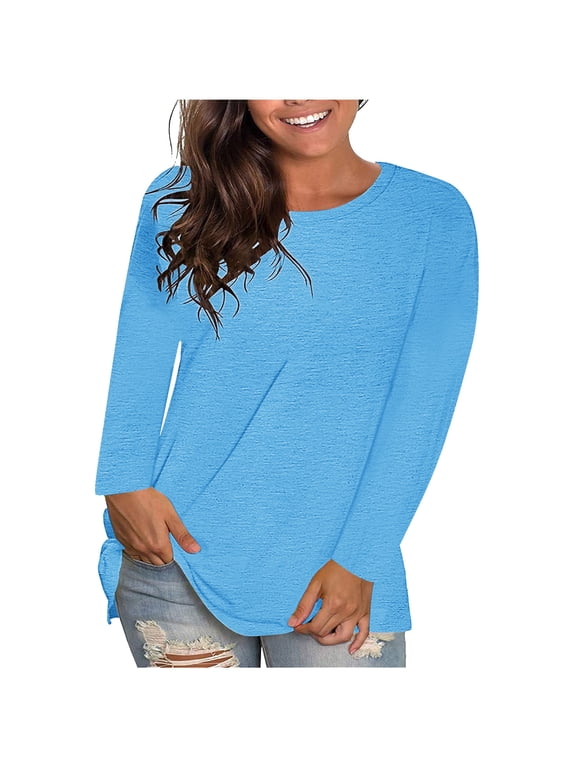 Long Sleeve Tops for Women Crewneck Stretchy Comfy Basic Layer Tops Pajamas Tees Tshirt