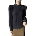 thumbnail image 1 of AherBiu Long Sleeve Tops for Women Dressy Casual Blouse High Neck Comfy Basic Layer T Shirts, 1 of 3