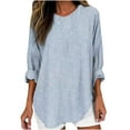 thumbnail image 1 of AherBiu Long Sleeve Tops for Women Striped T Shirts Blouse Crewneck Casual Loose Lightweight Tees, 1 of 6