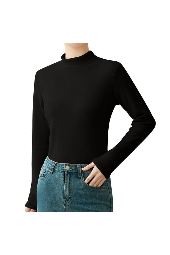 Long Sleeve Tops for Women Turtleneck Winter Thermal Warm Basic Layer T Shirts Blouse