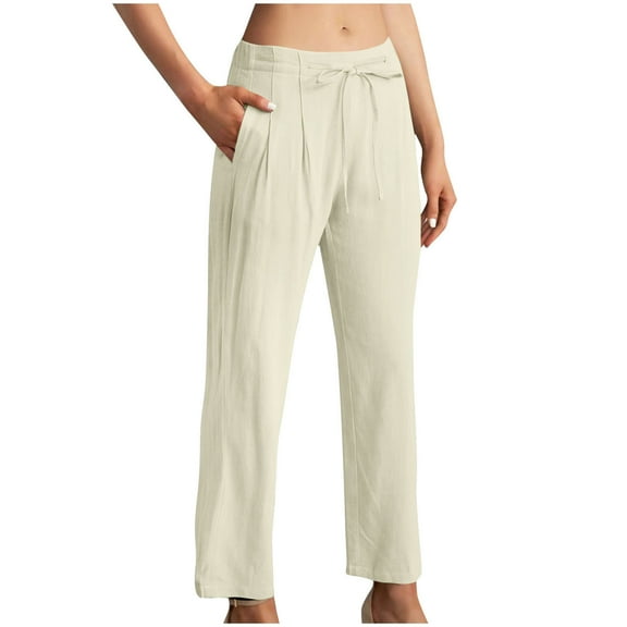 AherBiu Lounge Pants for Women Drawstring Waisted Lightweight Summer Casual Trousers with Pockets