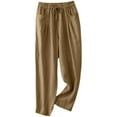 thumbnail image 1 of AherBiu Lounge Pants for Women Elastic Drawstring High Waisted Tapered Leg Summer Lightweigh Trousers, 1 of 4