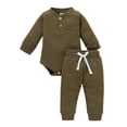 thumbnail image 1 of AherBiu Newborn Baby Clothes 2 Piece Outfits Long Sleeve Rompers Overalls with Pants Unisex Infant Sets, 1 of 6