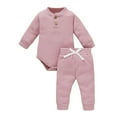 thumbnail image 1 of AherBiu Newborn Baby Clothes 2 Piece Outfits Long Sleeve Rompers Overalls with Pants Unisex Infant Sets, 1 of 7