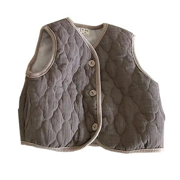 AherBiu Newborn Baby Clothes Unisex Puffer Vests Boys Girls Button V Neck Sleeveless Lightweight Jackets