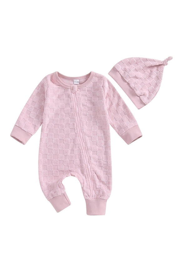 Newborn Baby Girls Clothes Fleece Cotton Rompers Zip up Long Sleeve Onesie Sleepwear Jumpsuit