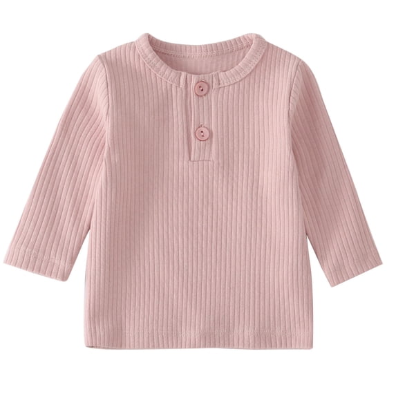 AherBiu Newborn Clothes Unisex Ribbed Knitted Long Sleeve Baby Tops Fall Crewneck Comfy Infant T Shirts