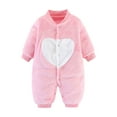 thumbnail image 1 of AherBiu Newborn Winter Outfits Fleece Rompers Coats Baby Girls Clothes Open Button Onesie Snowsuit, 1 of 4
