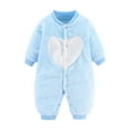 thumbnail image 1 of AherBiu Newborn Winter Outfits Fleece Rompers Coats Baby Girls Clothes Open Button Onesie Snowsuit, 1 of 4