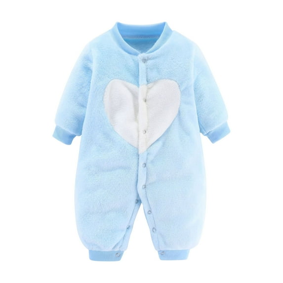 AherBiu Newborn Winter Outfits Fleece Rompers Coats Baby Girls Clothes Open Button Onesie Snowsuit