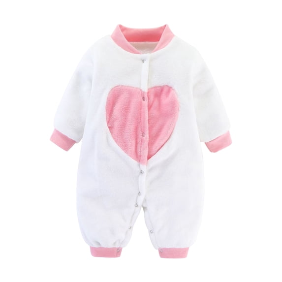 AherBiu Newborn Winter Outfits Fleece Rompers Coats Baby Girls Clothes Open Button Onesie Snowsuit
