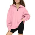 thumbnail image 1 of AherBiu Oversized Sweatshirt for Teen Girls Half Zipper Collared Long Sleeve Tops Drop Shoulder Pullover, 1 of 6