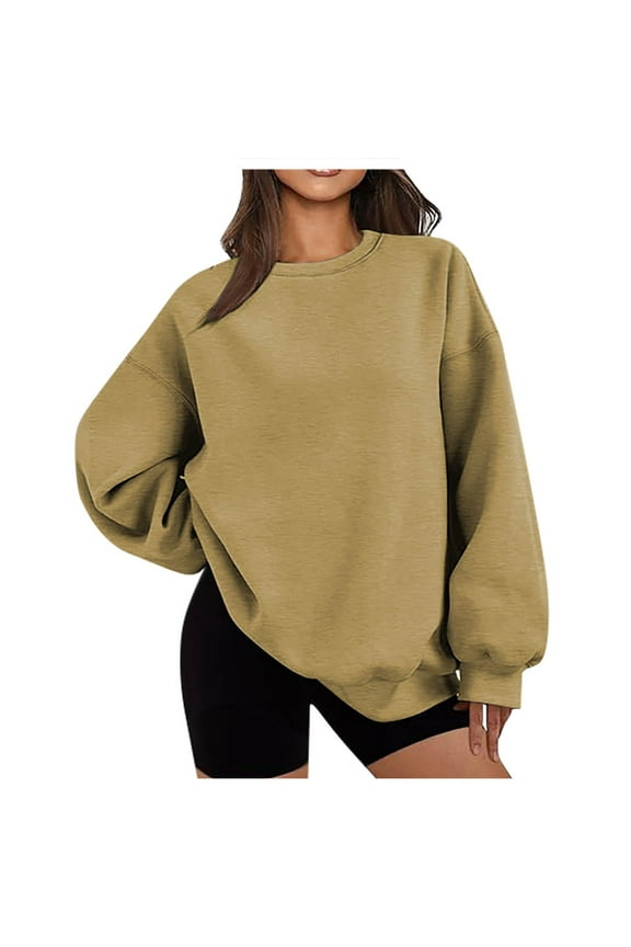 Oversized Sweatshirt for Women Crewneck Sweatshirt Long Sleeve Tops Drop Shoulder Pullover Tops