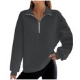 thumbnail image 1 of AherBiu Oversized Sweatshirt for Women Quarter Zipper Lapel V Neck Long Sleeve Tops Casual Pullover, 1 of 6