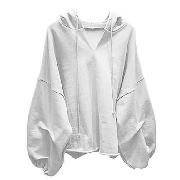 AherBiu Oversized Sweatshirt for Women V Neck Hoodie Long Sleeve Tops Drop Shoulder Casual Loose Pullover