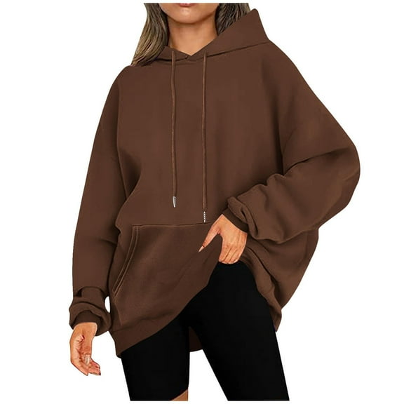 AherBiu Oversized Sweatshirts for Women Fleece Lined Hoodies Long Sleeve Winter Fall Basic Pullover Tops with Pocket