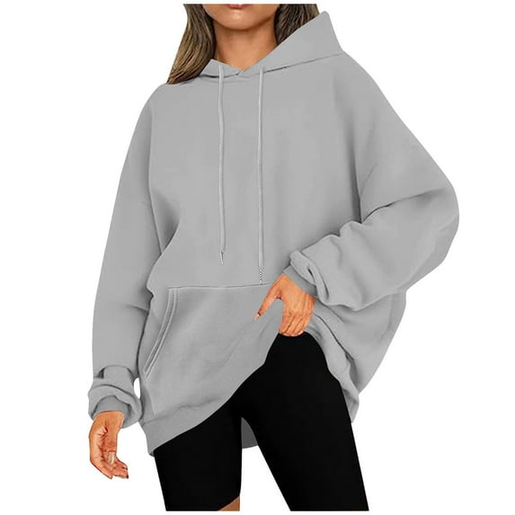 AherBiu Oversized Sweatshirts for Women Fleece Lined Hoodies Long Sleeve Winter Fall Basic Pullover Tops with Pocket
