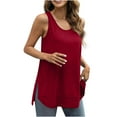 thumbnail image 1 of AherBiu Oversized Tank Tops for Women Crewneck Slit Summer Casual Loose Sleeveless Top Tees Shirts, 1 of 7