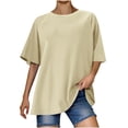 thumbnail image 1 of AherBiu Oversized Tops for Women Drop Shoulder Summer Tees Crewneck Stretch Comfy Basic Plain Tshirt, 1 of 9