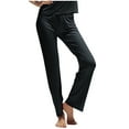 thumbnail image 1 of AherBiu Pajama Pants for Women Drawstring Elastic High Waisted Comfy Sleepwear Lounge Trousers with Pockets, 1 of 4