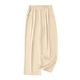 thumbnail image 1 of AherBiu Pajama Pants for Women Elastic High Waisted Straight Leg Loungewear Sleepwear Pj Trousers Slacks, 1 of 7