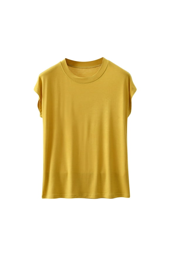 Pajama Tops for Women Crewneck Comfy Undershirt Solid Color Lightweight Sleepwear Top Tees Tshirt