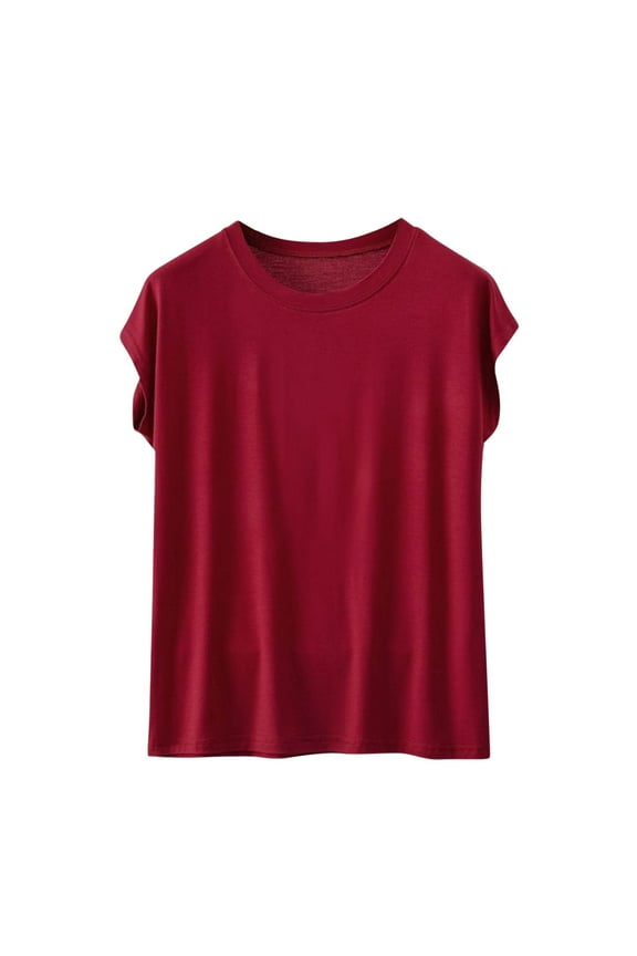 Pajama Tops for Women Crewneck Comfy Undershirt Solid Color Lightweight Sleepwear Top Tees Tshirt