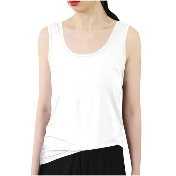 AherBiu Pajama Tops for Women Sleeveless Tshirt Round Neck Summer Camisole Tops Comfy Sleepwear Tanks