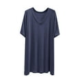 thumbnail image 1 of AherBiu Pajama Tops for Women V Neck Short Sleeve Long Top Tees Tshirts Comfy Loose Homewear Shirt, 1 of 5