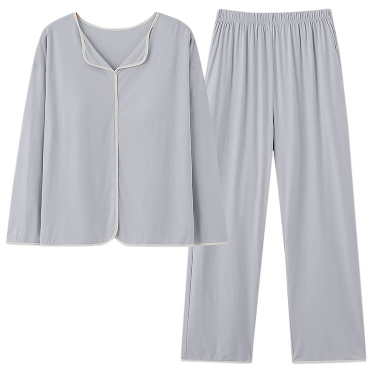 AherBiu Pajamas Sets for Women 2 Piece Sleepwear Built in Bra Tops with  Lounge Pants Comfy Homewear Suits