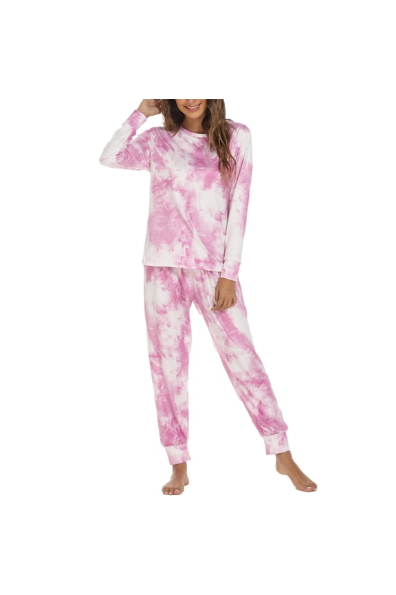 Pajamas Sets for Women Tie-Dye Long Sleeve Tops Pants Pjs Sleepwear Loungewear Homewear
