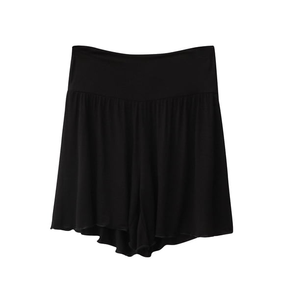 AherBiu Pajamas Shorts for Women Ruffle Wide Leg High Waisted Soft Comfy Sleepwear Bottom Shorts