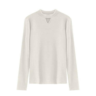 AherBiu Pajamas Tops for Women Keyhole Neck Long Sleeve Thermal Warm Undershirts Basic Tshirts
