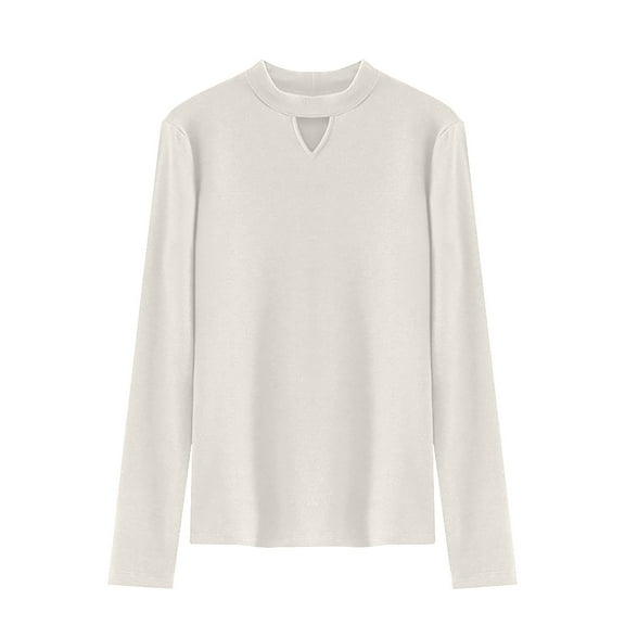 AherBiu Pajamas Tops for Women Keyhole Neck Long Sleeve Thermal Warm Undershirts Basic Tshirts