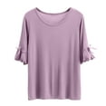 thumbnail image 1 of AherBiu Pajamas Tops for Women Oversized Ruffle 1/2 Sleeve Basic Layer Top Tees Shirts Comfy Soft Undershirts, 1 of 5