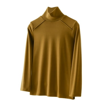AherBiu Pajamas Tops for Women Turtleneck Long Sleeve Undershirts Basic Layer Winter Tops Tee