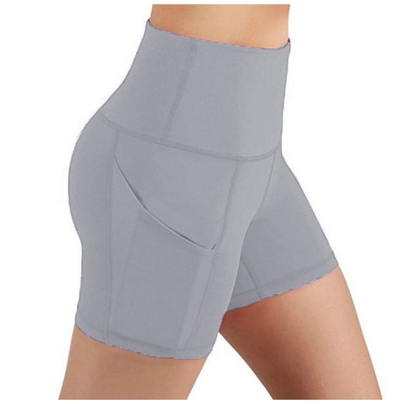 AherBiu Plus Size Bikers Shorts for Women High Waisted Short Leggings Stretch Athletic Running Shorts with Pockets