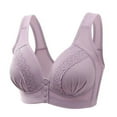 thumbnail image 1 of AherBiu Plus Size Bralettes for Women Wireless Comfy Everyday Bras Front Button Valentine's Red Bra, 1 of 7