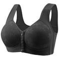 thumbnail image 1 of AherBiu Plus Size Bras for Women Wireless Seniors Everyday Bra Button Front Wide Strap Full Coverage Bralette, 1 of 3